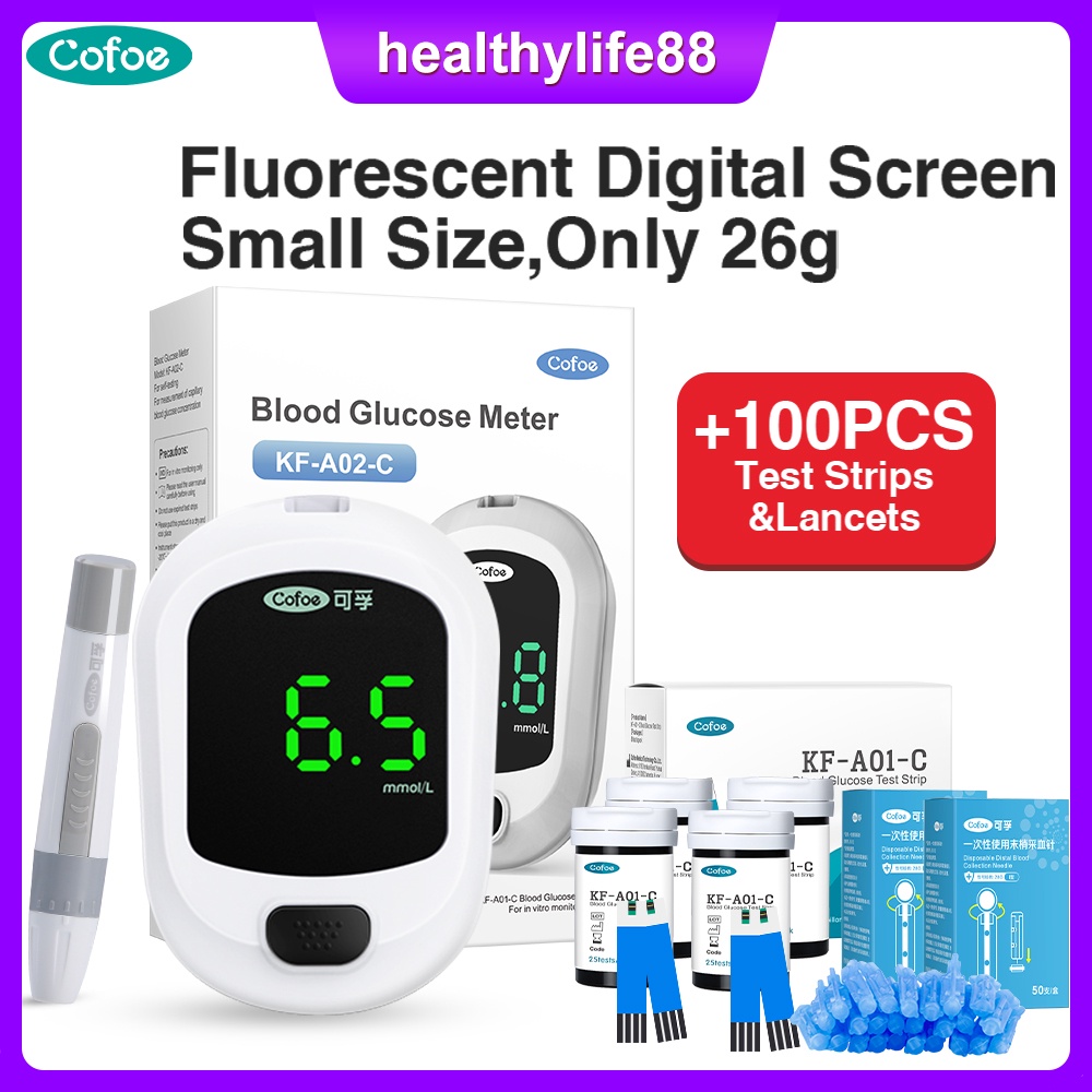 Cofoe Blood Glucose Meter with Test Strips+Lancets Blood Sugar Monitor