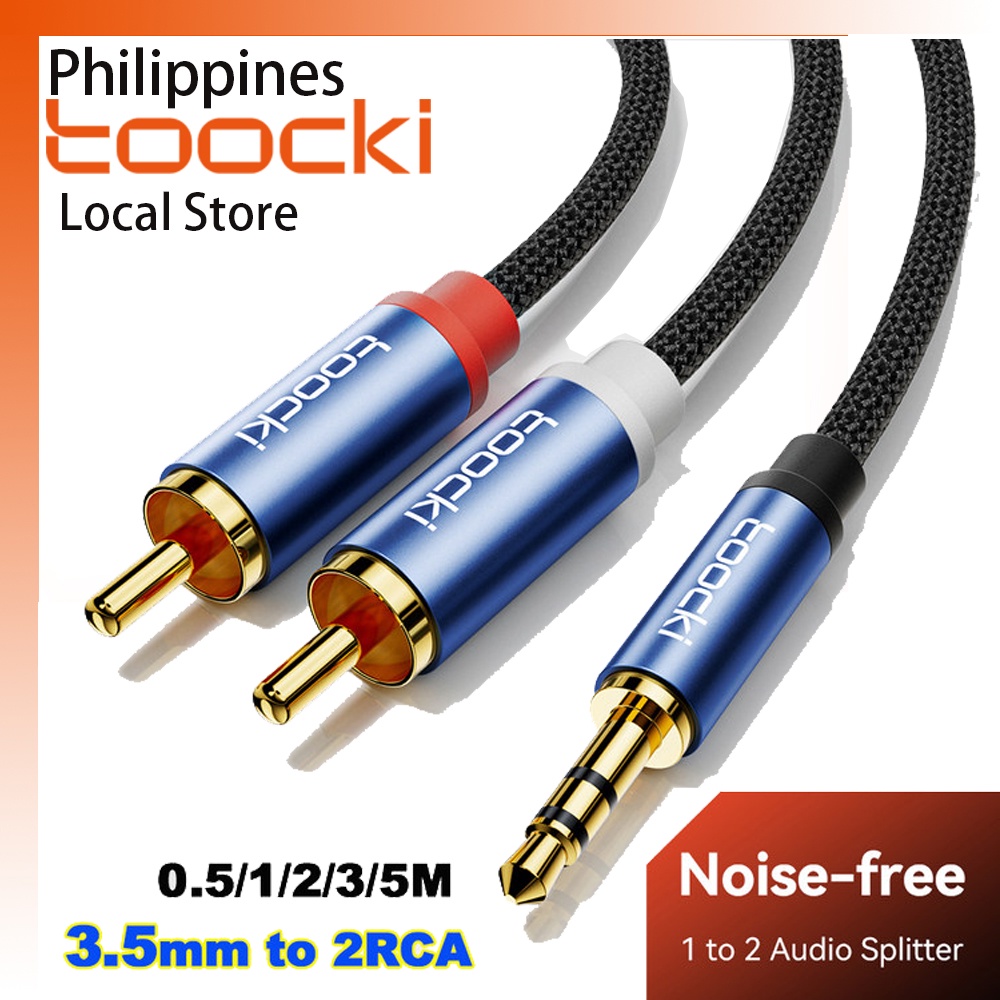 Cavo Audio Da 3.5mm A 2 RCA – 2 Pezzi, Placcato Oro, Lunghezza 30cm, Per Tablet E Laptop
