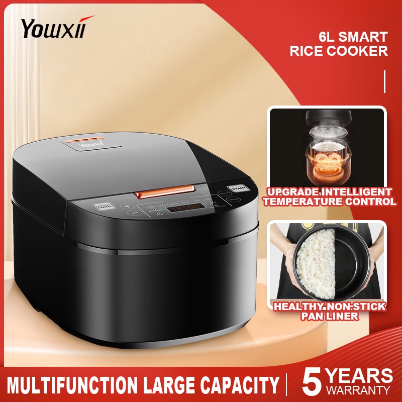 Yowxii LCD Stainless Rice Cooker 6L Large Capacity Standard Multifunctional Electric Cooker