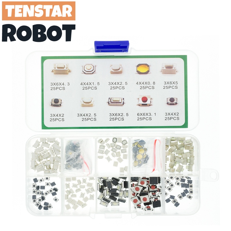 250PCS 10 Types Tactile Push Button Touch Switch Remote Keys Button Kit ...