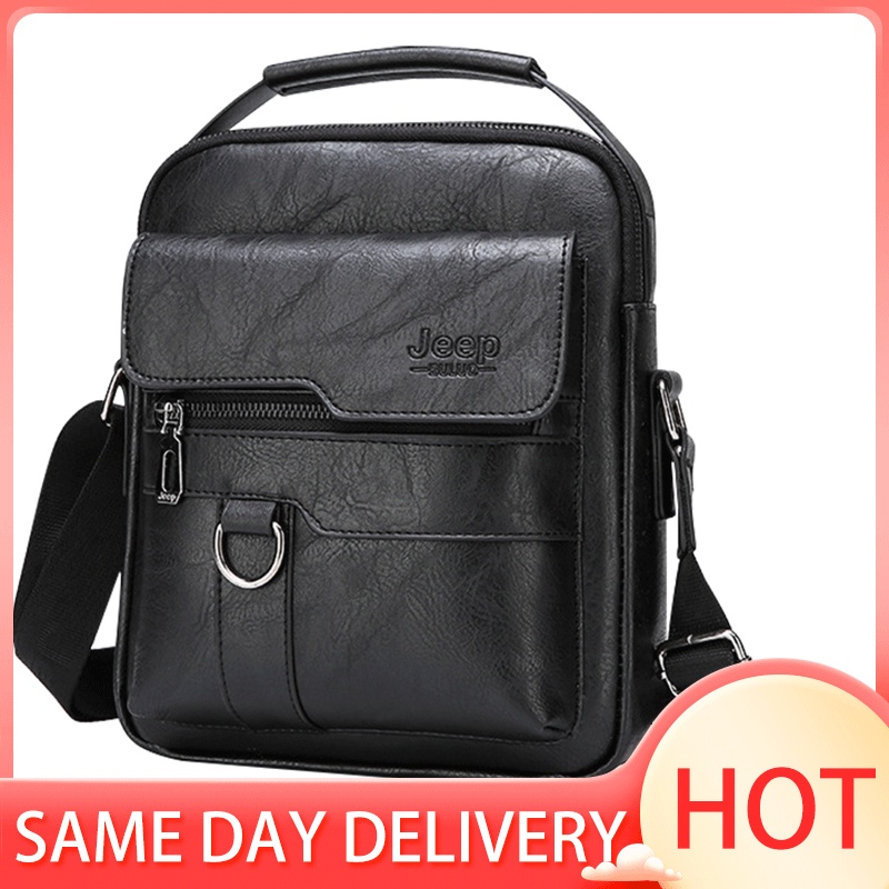 Men's leather shoulder bag messenger bag large capacity handbag leather