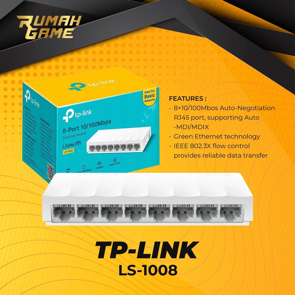 Desktop Switch Hub LanTP-LINK LS1008 8-Port 10/100Mbps Internet Switch ...