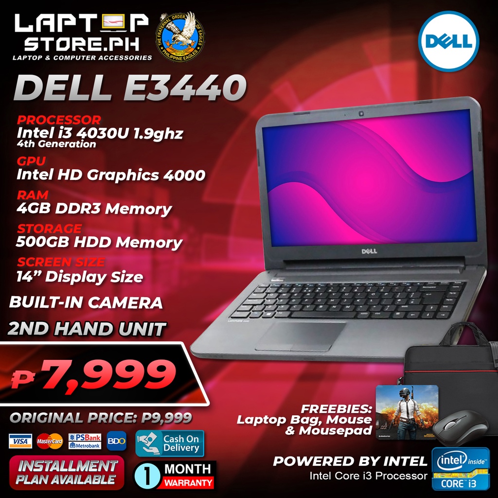Laptop DELL LATITUDE E3440 Intel Core i3 4030U 1.9ghz 4gb 500gb HDD Cam