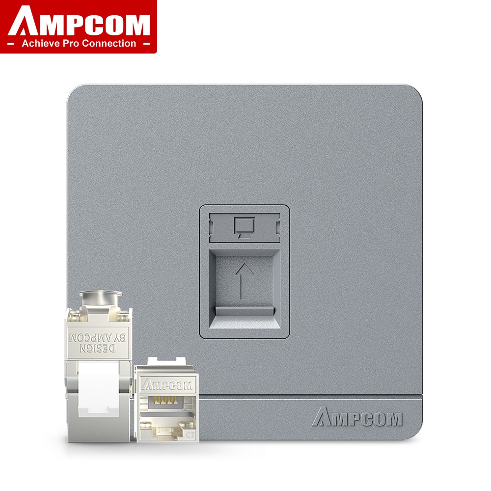 AMPCOM Panel Kit, Wall Faceplate with CAT7 10Gbps STP Keystone Jack ...