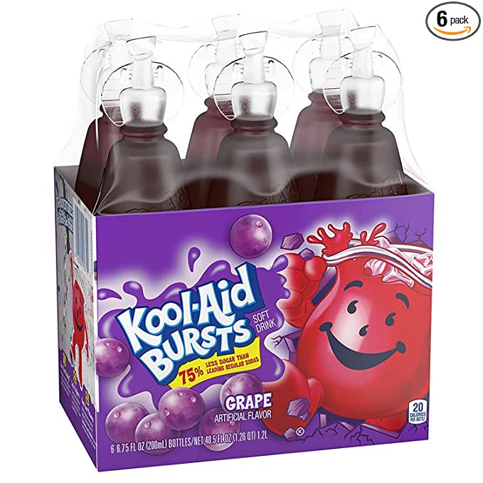 KoolAid Bursts Grape Artifiial Flavor 6 Bottles 200ml Each