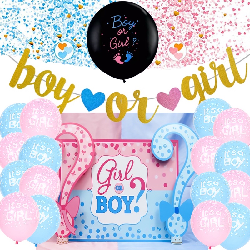 1set Gender Reveal Theme Patry Baby Shower Decorations Boy or Girl ...