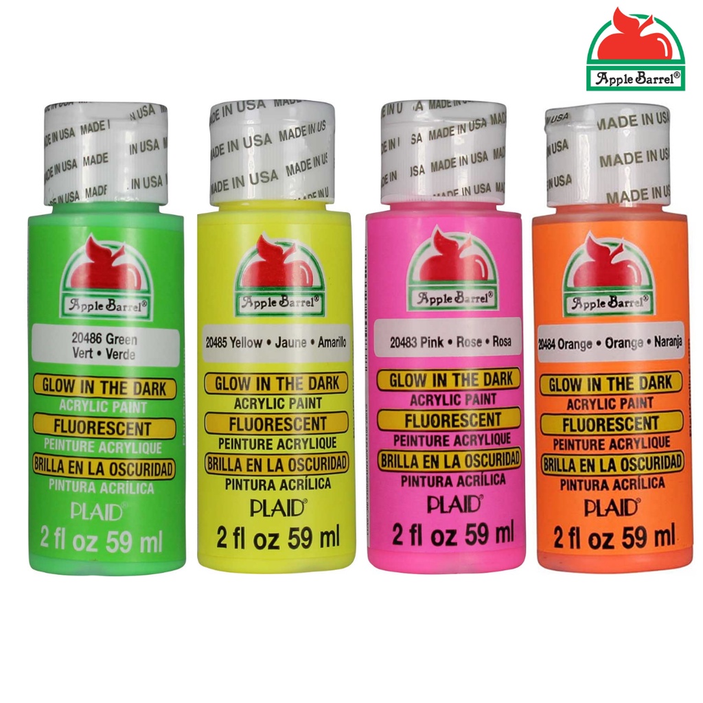 Plaid Apple Barrel Glow In The Dark Acrylic Paint Non Toxic 2oz 59ml ...