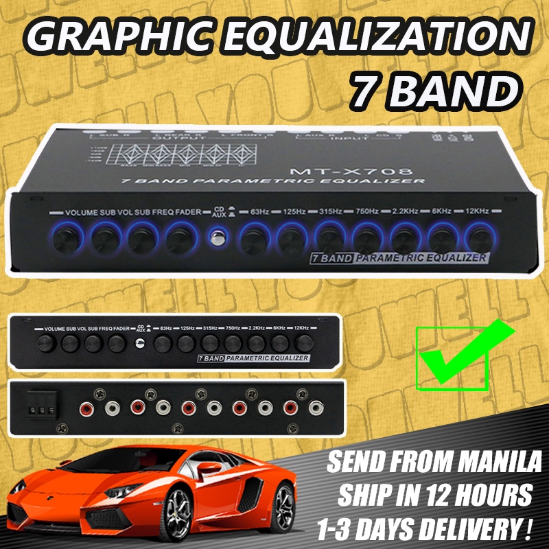 7 Band Graphic Equalization Car Audio EQ Tuning Amplifier DC 12V with
