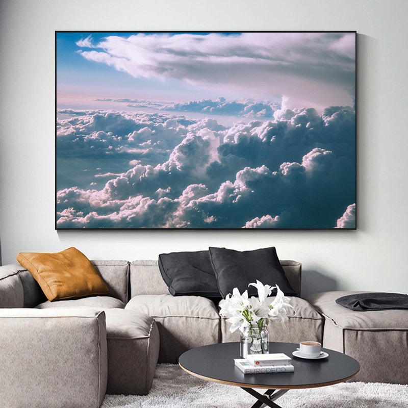 Natural Mountain Top Clouds Landscape Alpine Canvas Print Painting ...