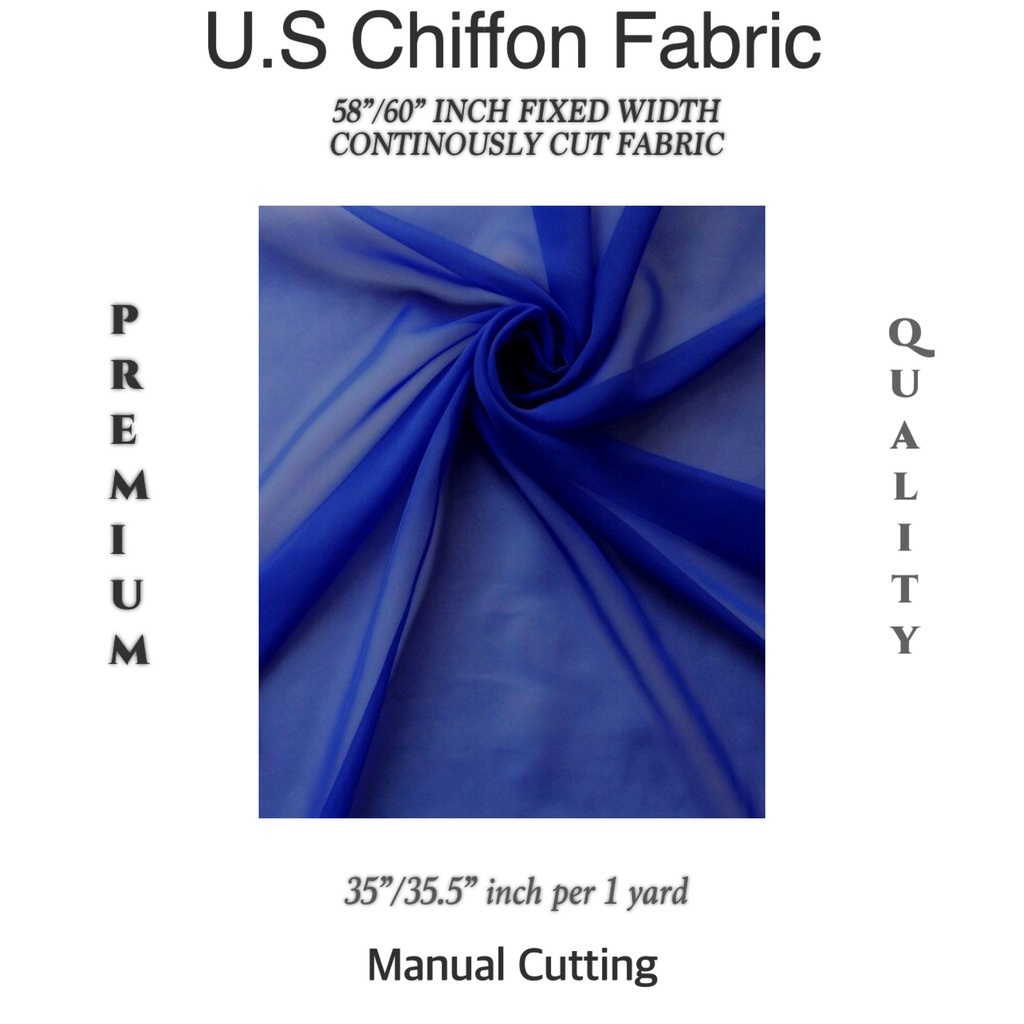 CHIFFON FABRIC [ PER YARD = 35/35.5" INCHES ] 58"/60" inches FIXED