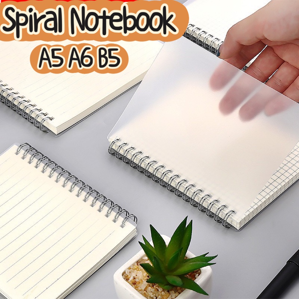 A5 B5 A6 A4 Spiral Notebook PP Frosted Coil Notebook White PP Cover ...