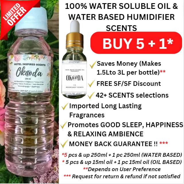 BUY 5 GET 1, 250 ML HUMIDIFIER ESSENTIAL OIL, HUMIDIFIER SCENTS , HOTEL