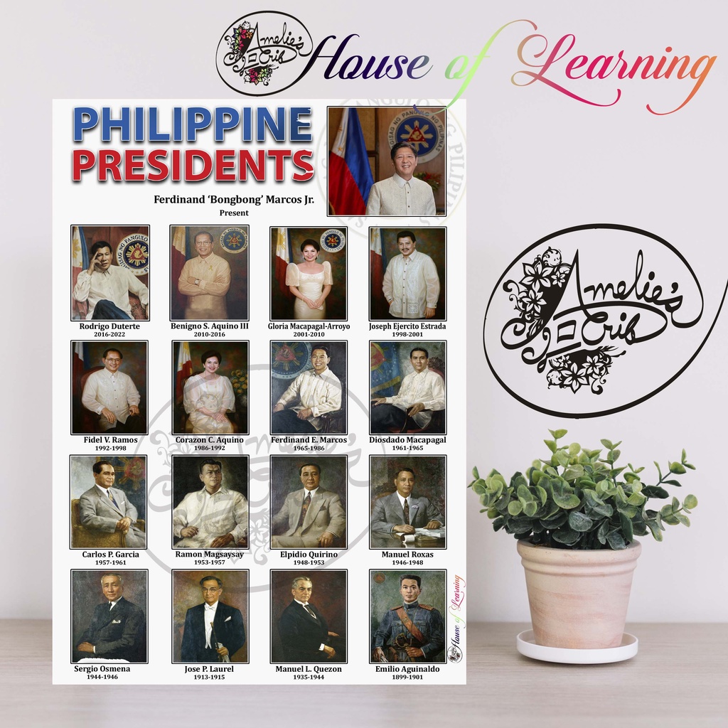 Philippine Presidents Filipino History Educational Wall Chart 