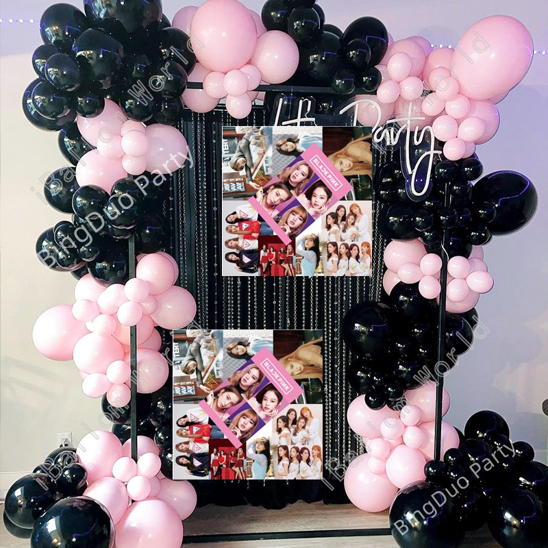 73pcs Set BLACKPINK Theme Party Decorations Black Pink Latex Balloon 32
