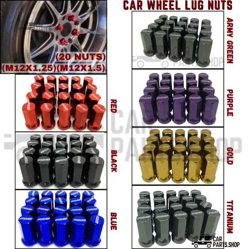 OAPC 20 PCS STAINLESS STEEL CAR WHEEL LUG NUTS RAYS (M12X1.5MM) (M12X1