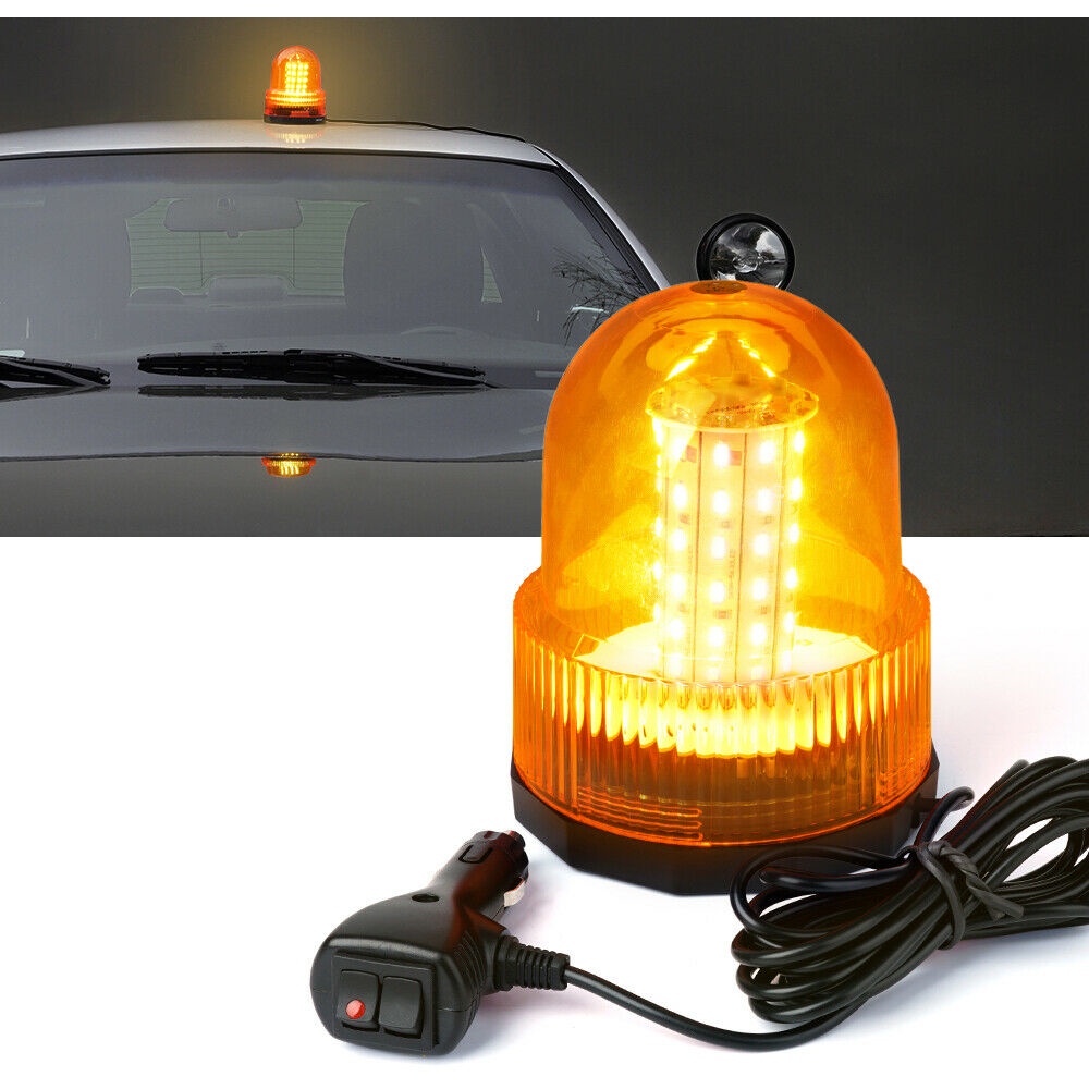 Car 12V 60 LED Rotating Strobe Light Amber/Yellow Forklift Rooftop ...