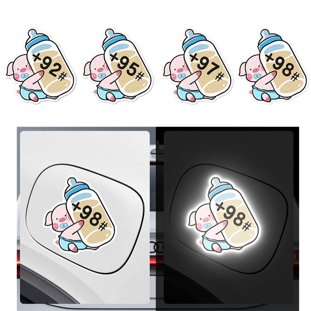 Reflective Cartoon Pig Animal Car Shape Decoration Cute Sticker Car