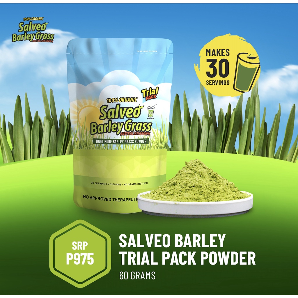 Organic Salveo Barley Grass Powder in TRIAL PACK 60grams 30servings 100 Pure Organic Shopee Philippines