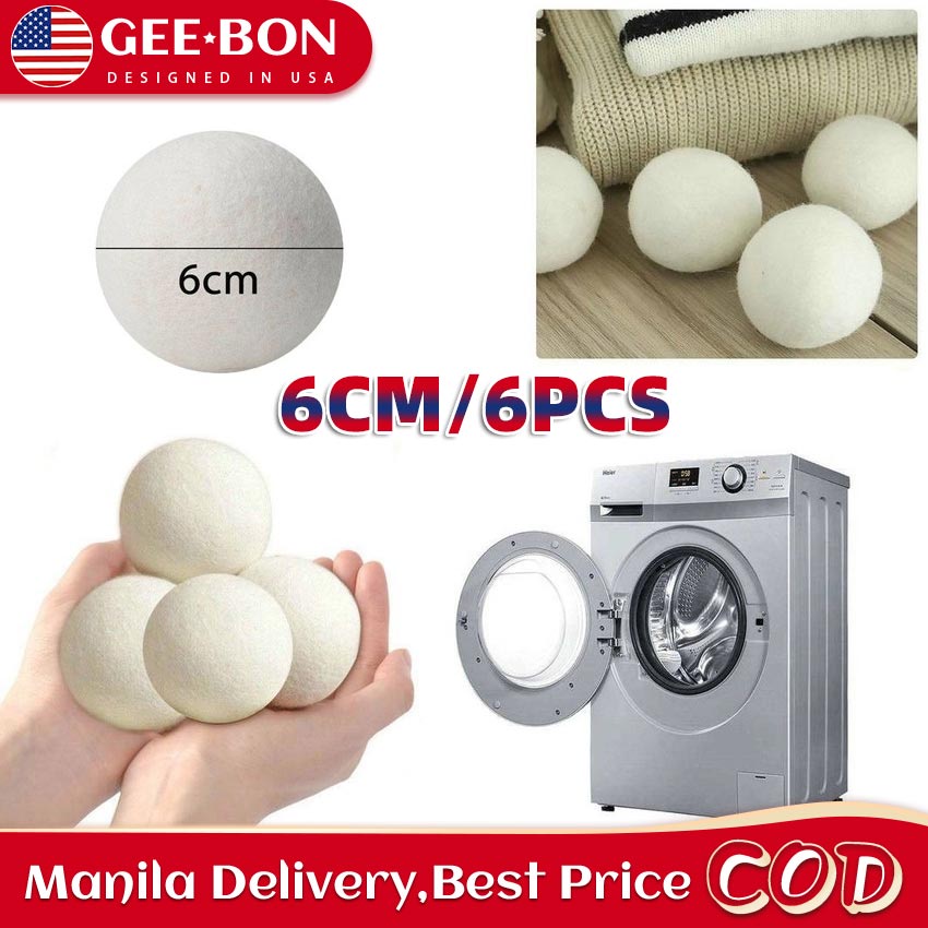 GEEBON 6pcs Wool Dryer Balls Washing Machine Accessories Reusable