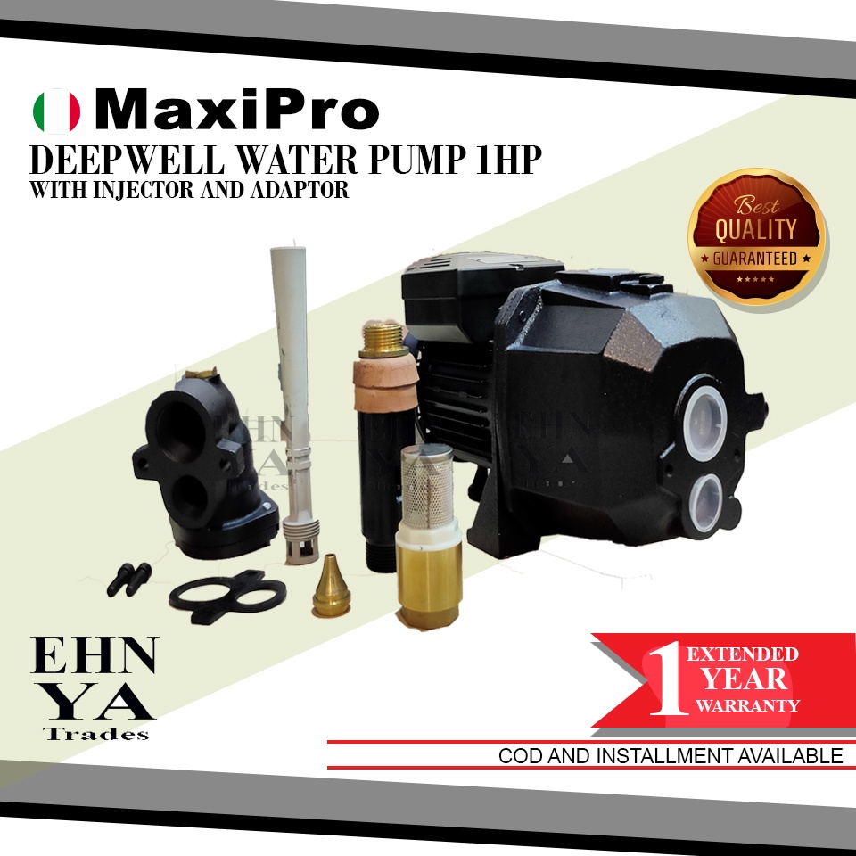 MAXIPRO Deep Well Water Pump 1HP with Injector and Adapter Packer Type ...
