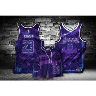 Nike LeBron James #23 Los Angeles Lakers Earned Jersey M 44 Black/Purple