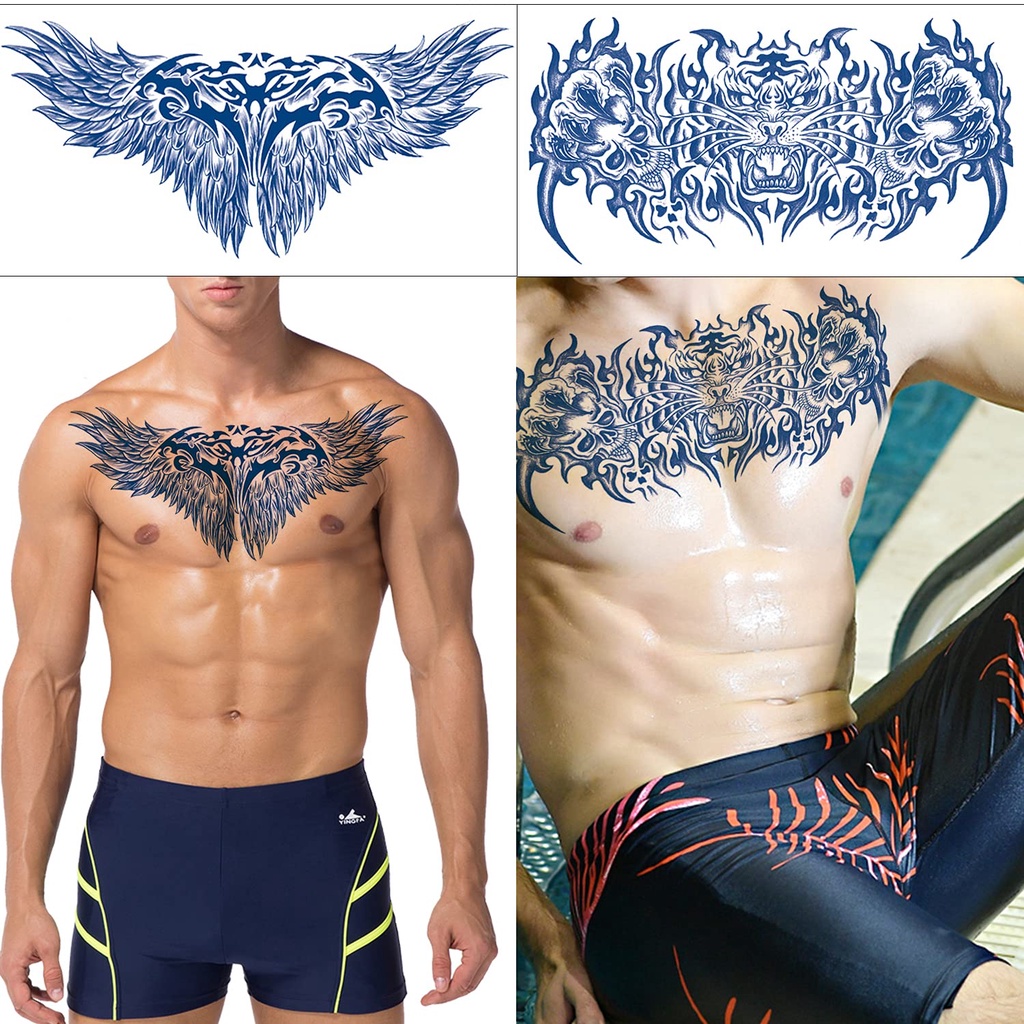 Magic Chest Waist Herb Temporary Tattoo Stickers For Men Wing Animal ...