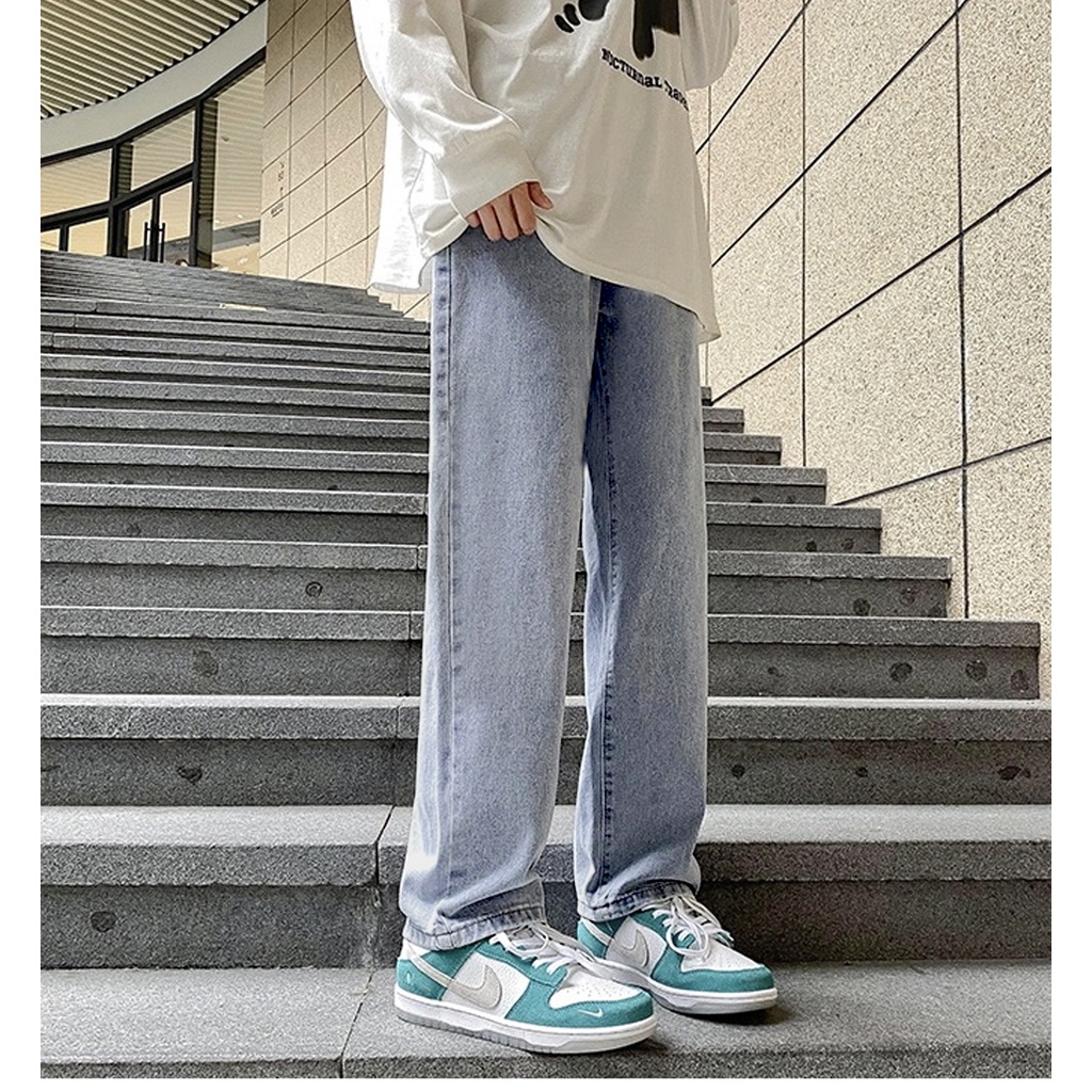 Men's blue and black baggy jeans, Hunee Formal down jeans hot trend in ...