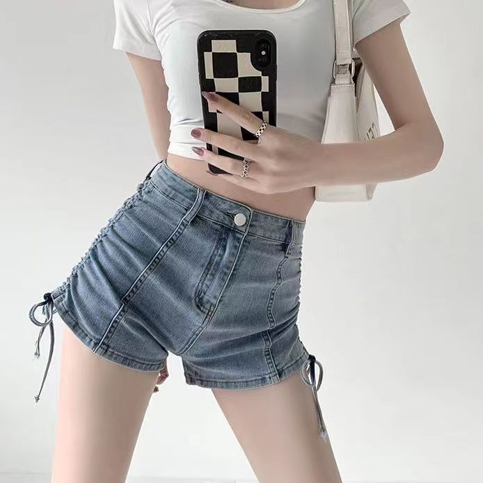 DAMENER Drawstring Denim Shorts Korean Style High Waist Elastic Skinny Sexy Shorts Shopee Philippines