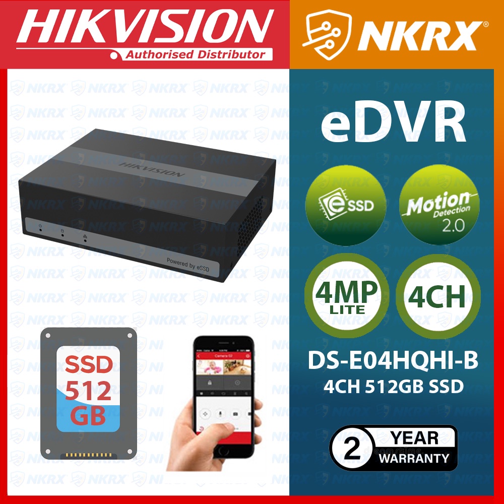 Hikvision eDVR with 512GB SSD | DS-E04HQHI-B | 4-ch 4MP Lite 2MP 1080p ...