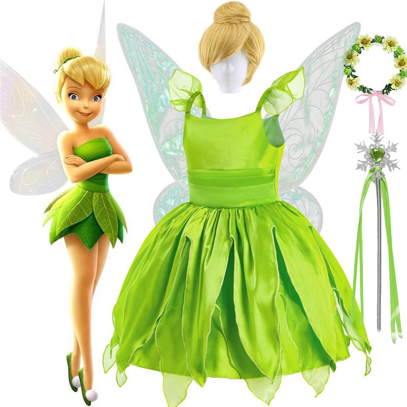 Girls Tinker Bell Costume Halloween Costume For Kids Green Tinkerbell 
