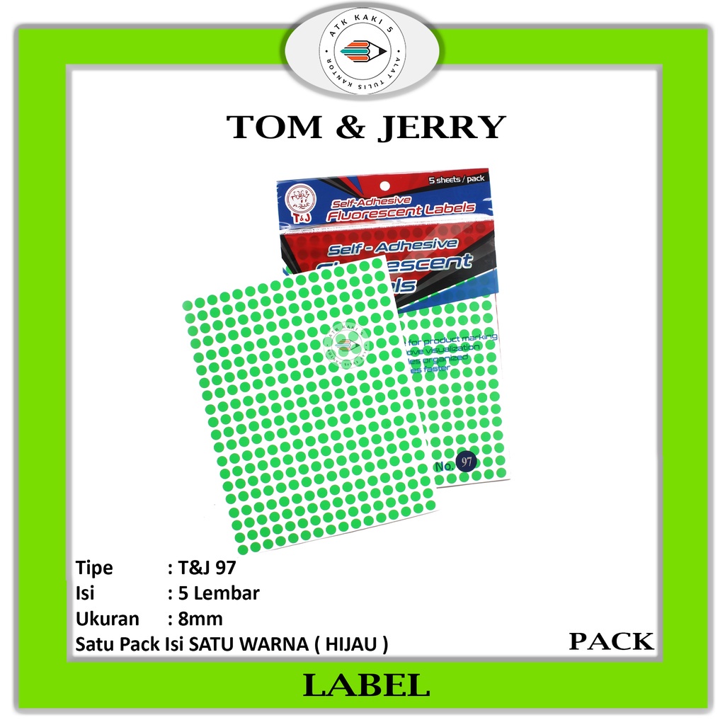 Tom & JERRY - Label/Sticker Color Green No. 97-pad | Shopee Philippines