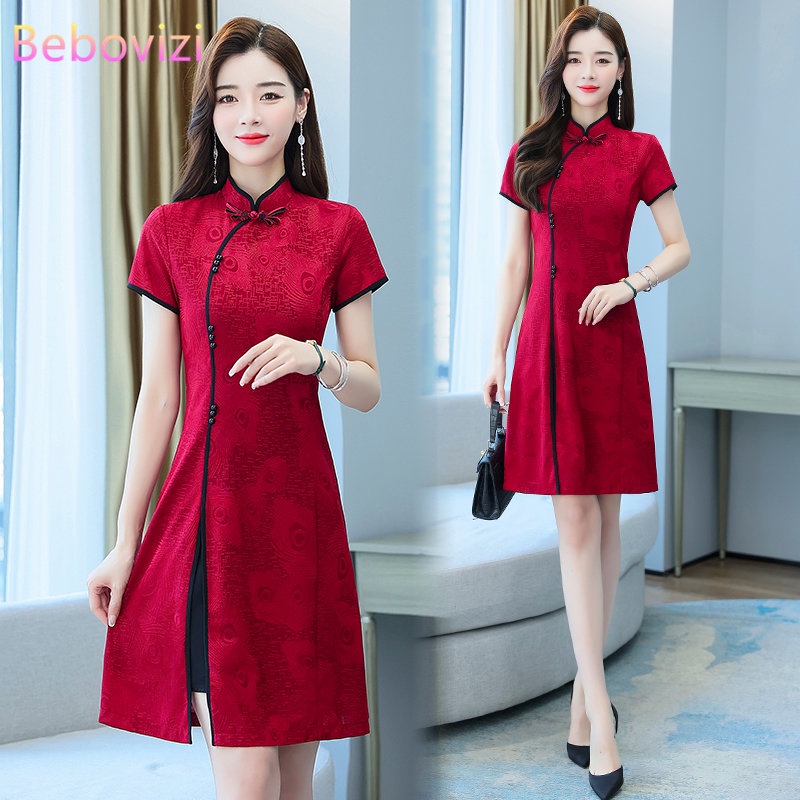 Red chinese dress sales