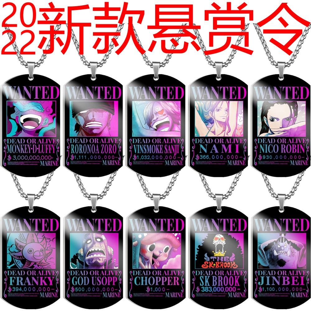 One Piece Zoro Luffy 30 Billion Bounty Order Necklace Pendant Wanted