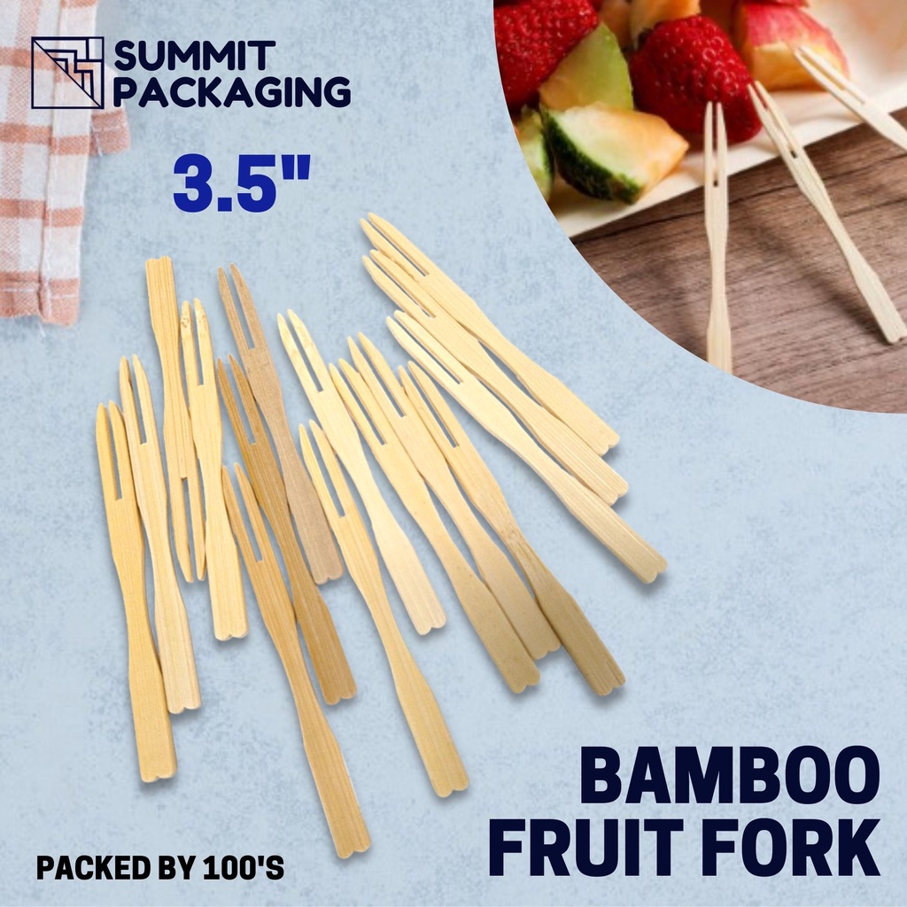 Mini Fork 100's Bamboo Fruit Fork / Takoyaki Siomai Fork [3.5