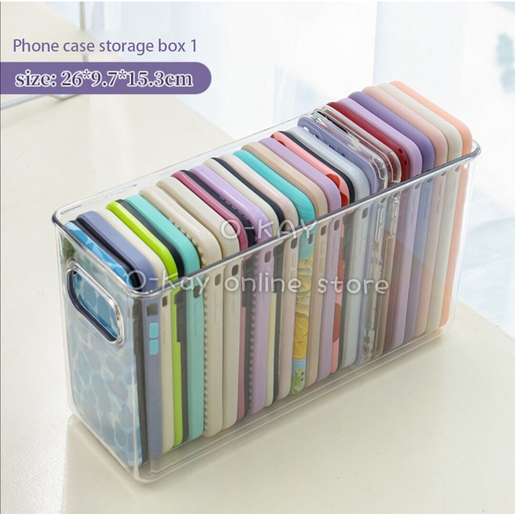 O-KAY Phone Case Storage Box Acrylic Transparent Portable Desktop ...