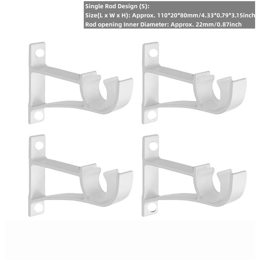 4Pcs Double Curtain Rod Bracket Holder Set Metal Heavy Duty Base Rod