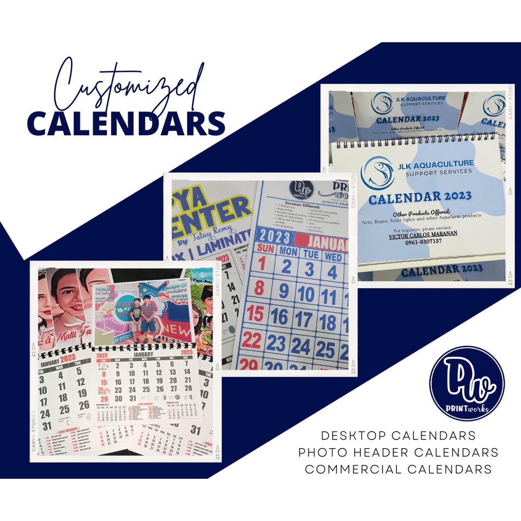 CUSTOMIZED Commercial Calendar Desktop Calendar FREEBIES GIVEAWAYS