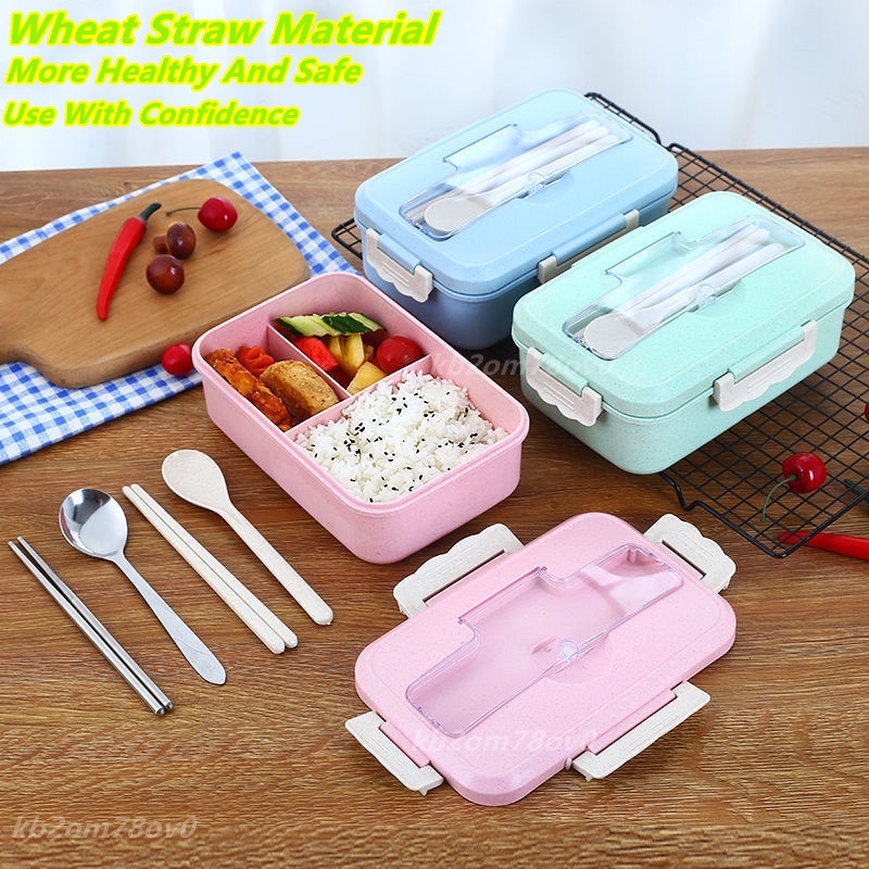 Wheat Straw Material Eco-Freindly Lunch Box With Spoon and Chopsticks ...