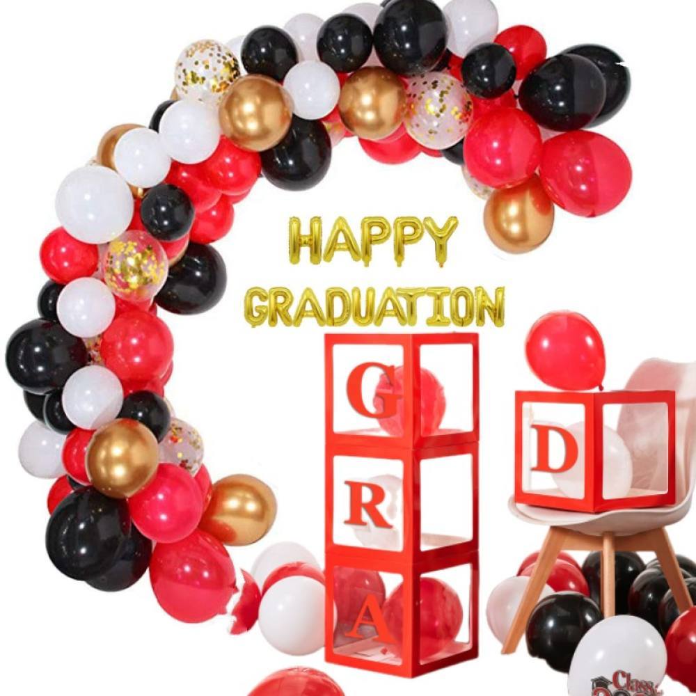 Graduation Party Decoration Package Set Transparent Balloon Boxes Stand ...