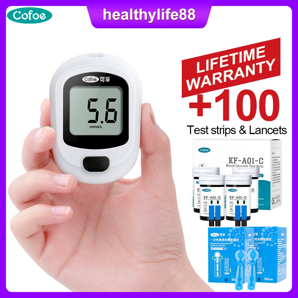 Cofoe Blood Glucose Meter with 100pcs Strips and Iancets