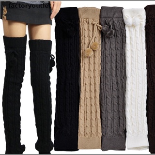 1 Pair Leg Warmers Flared Knitted Thickened Knee High Stretchy