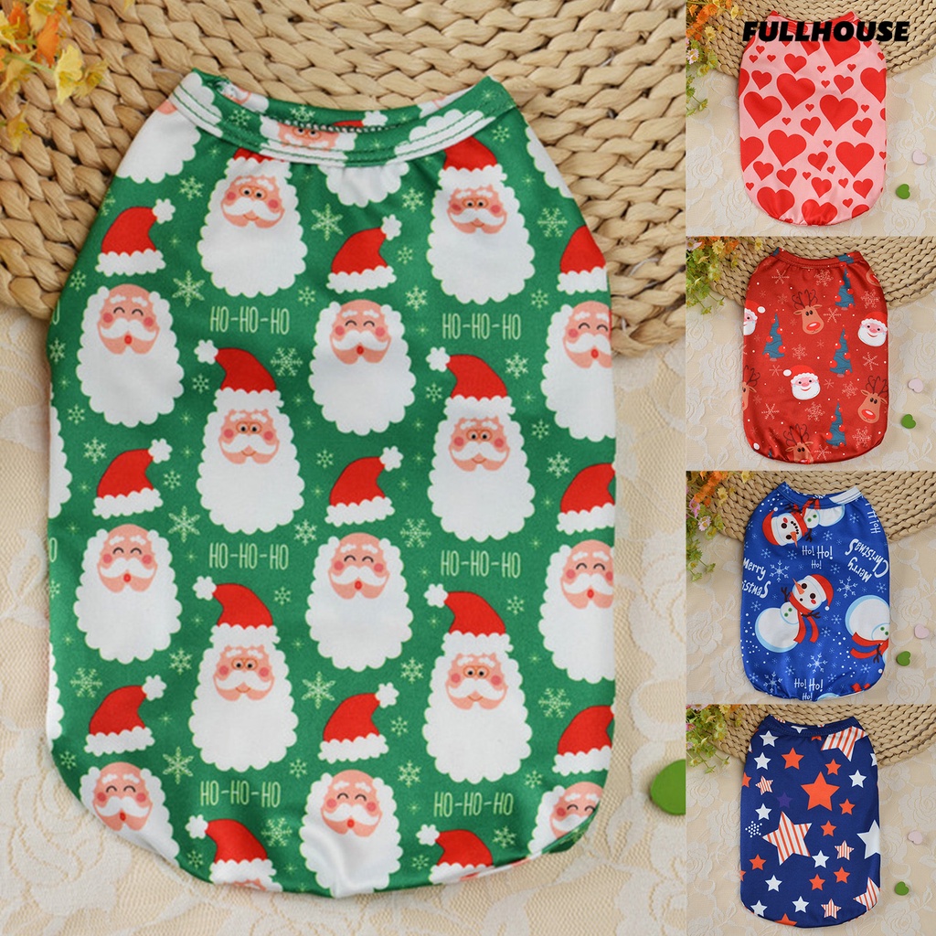 HOUSE♞Pet Vest Christmas Theme Pattern Dressup Skinfriendly Cute Pet