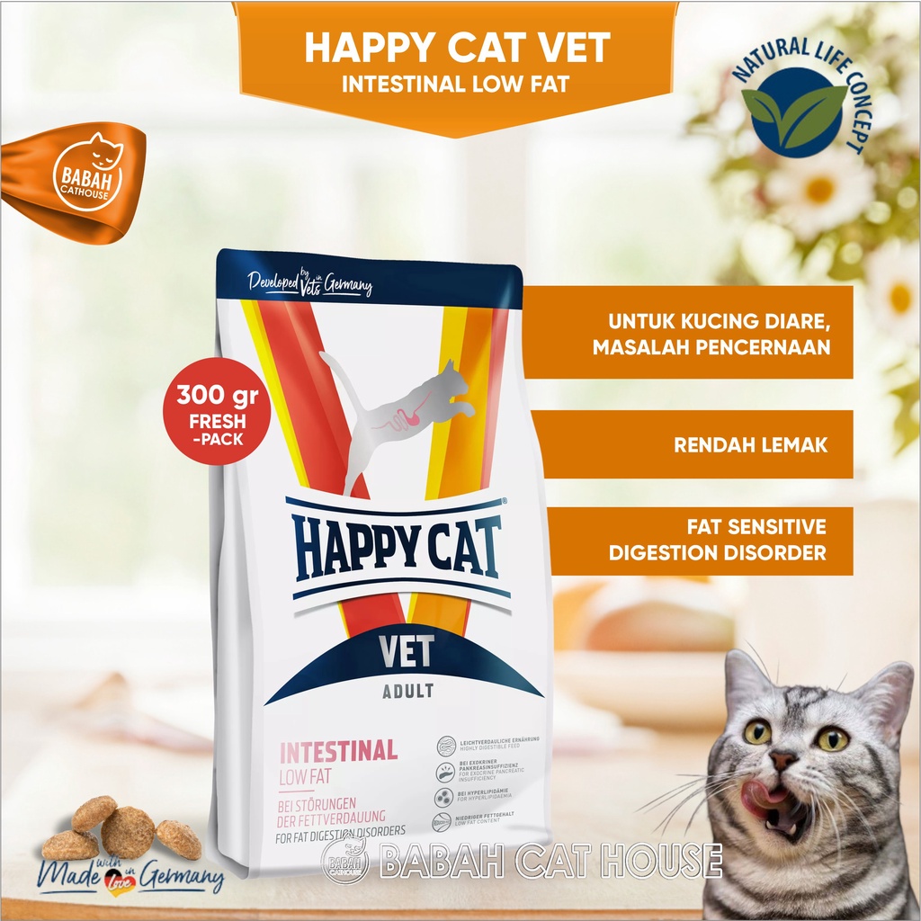 Low FAT Happy Cat Vet INTESTINAL 300gr GASTRO LOW FAT Cat Food Anti