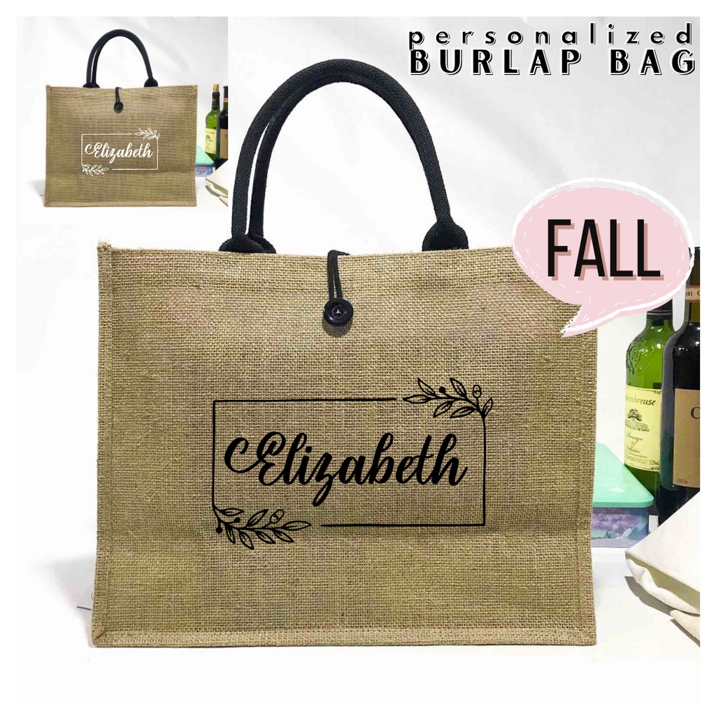 Personalized Abaca Jute Burlap Tote bag - FREE NAME PRINT and PHOTO ...