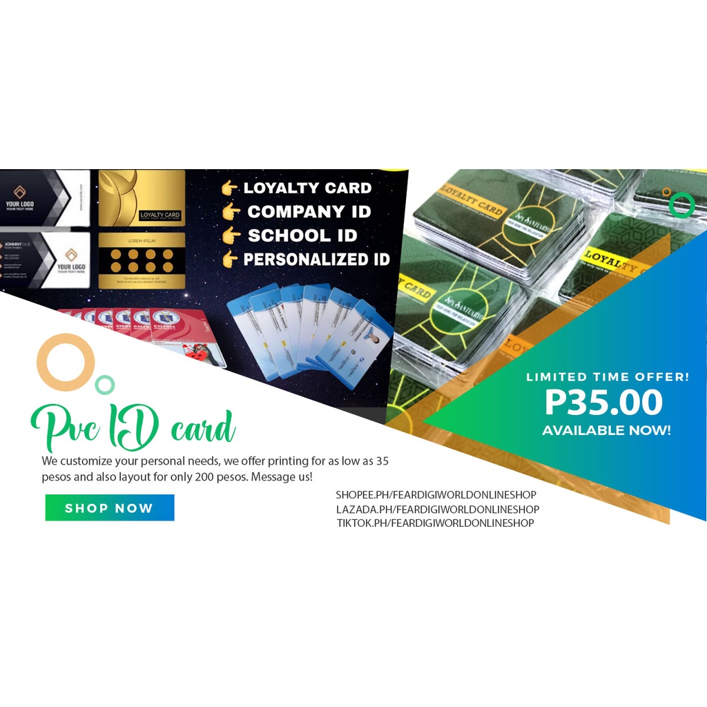 CUSTOMIZED PVC ID CARD| PHP 35.00 |MINIMUM OF 100PCS | Shopee Philippines