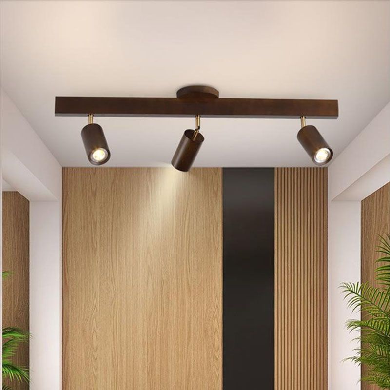 JapaneseStyle Led wooden Track Light Living Room Bedroom Ceiling Lamp