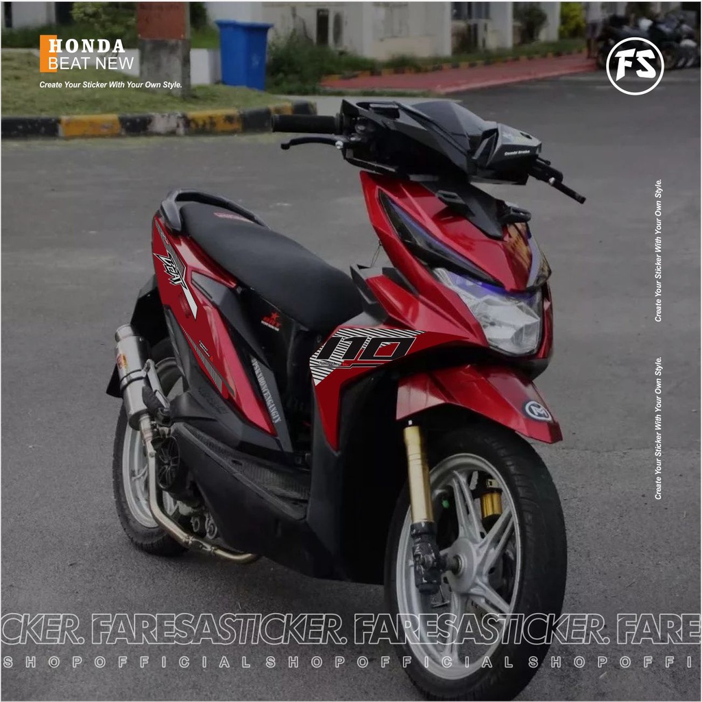 Merah Striping Honda Beat Esp Body Red, 2016, 2017, 2018, 2019, Beat 