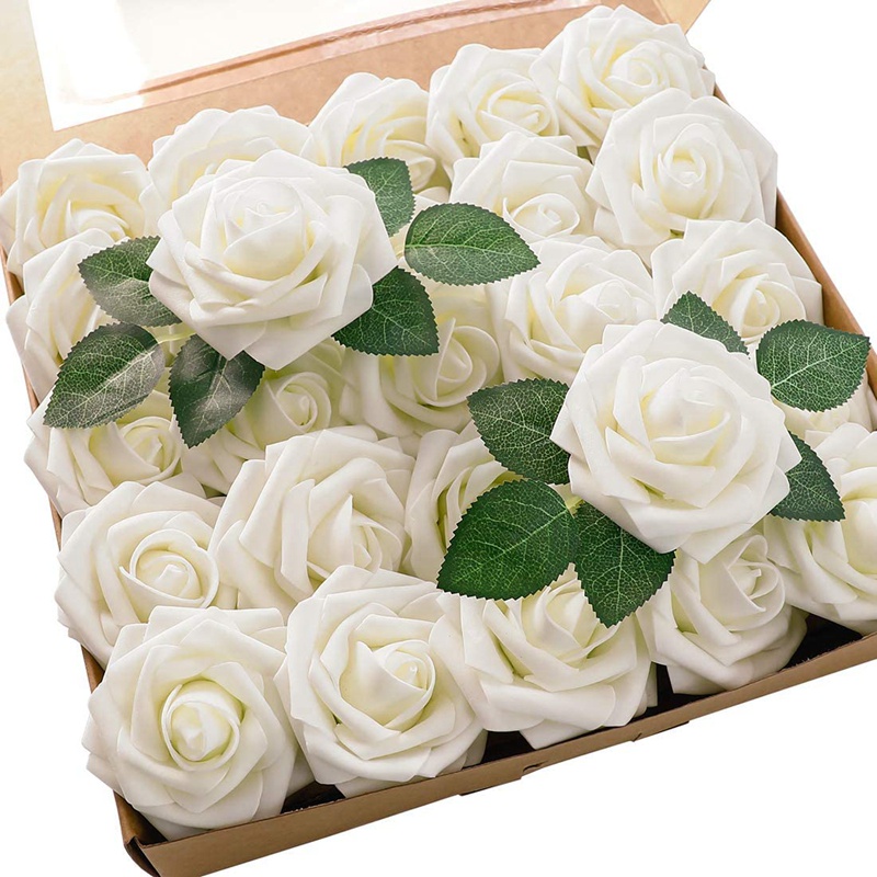 10pcs 8cm Rose Artificial Flowers Head PE Foam Fake Flowers Bride