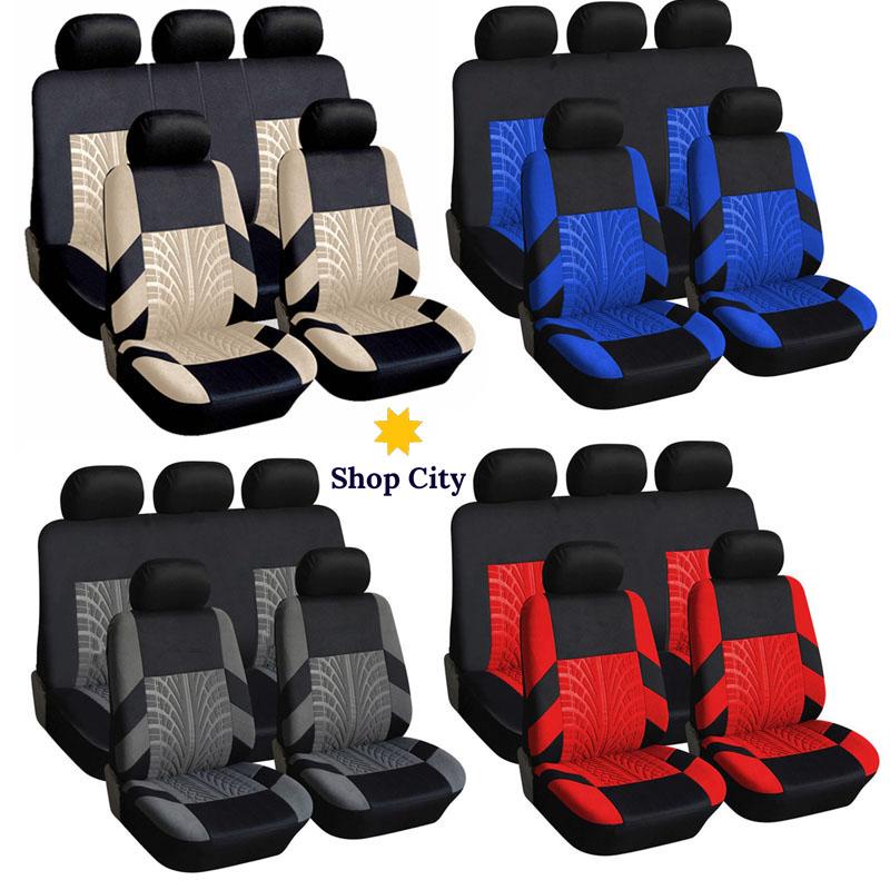 Universal Fit 9 pcs Set Fabric Car Seat Cover for 5 Seat Car Front Seat ...