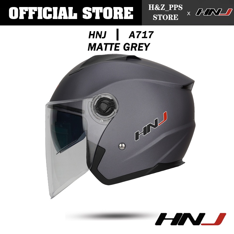 HNJ A717 PLAIN Half face motorcycle helmet dual visor for Unisex ...